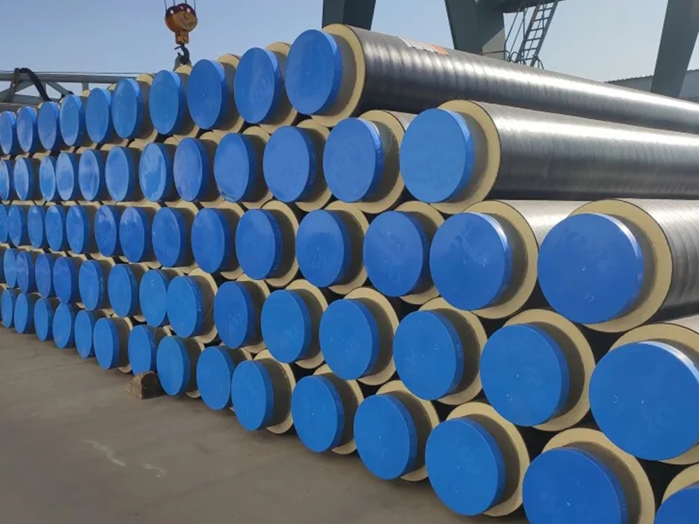 Spray wrapped buried insulation pipe